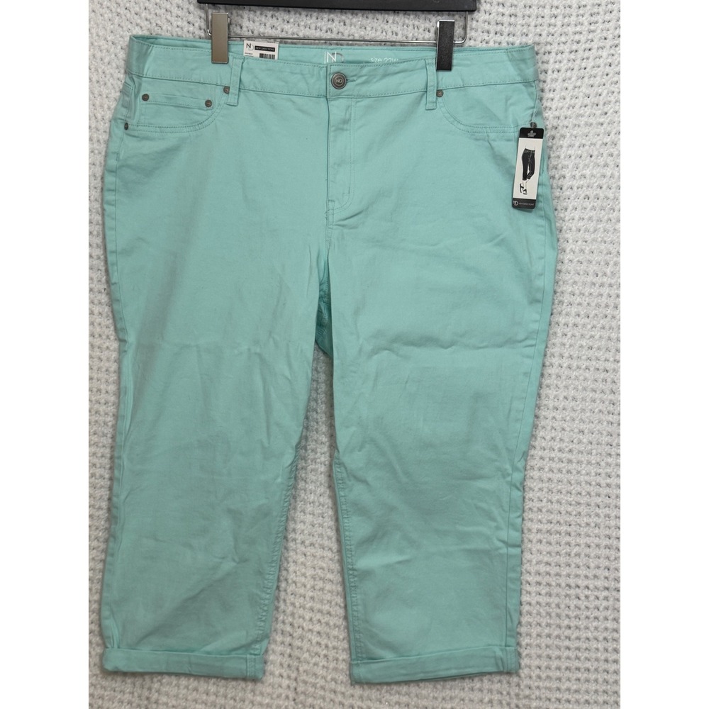 NEW DIRECTIONS Curvy Mint Aqua Capri Pants Size 22W Mid Rise Comfort‎ Stretch